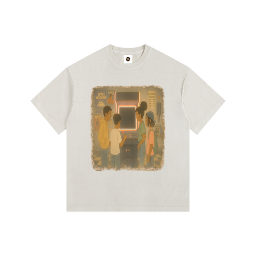 lofi streetwear,arcade shirt,retro gaming tee,vintage wash t shirt,nostalgic clothing,90s arcade aesthetic,lo fi clothing brand,gaming lifestyle apparel,relaxed fit streetwear,cartridge dreams collection